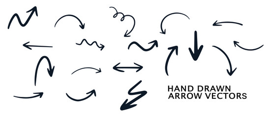 Hand Drawn Arrow Vectors. Icon Pack. png and vector illustration on transparent background