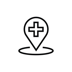Hospital Location Pin Map Icon Healthcare Iconset Hospital Symbol, Red Cross, Emergency, Saving People, SOS, Help
