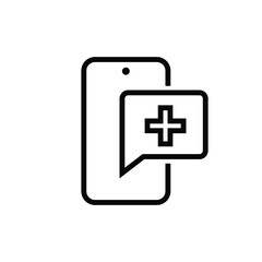 Hospital Emergency Phone Messaging Icon, chat, message, Healthcare Iconset Hospital Symbol, Red Cross, Emergency, Saving People, SOS, Help