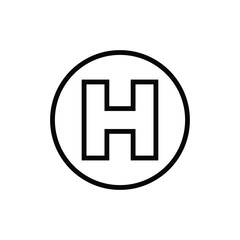 Obraz premium H Hospital Symbol Icon, Helicopter Landing Base Symbol Healthcare Iconset Hospital Symbol, Red Cross, Emergency, Saving People, SOS, Help