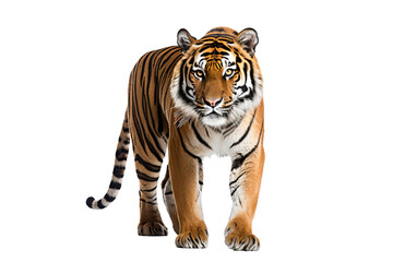 Obraz premium Majestic tiger isolated on transparent background, perfect for wildlife conservation, animal art projects, and bold graphic design concepts featuring the fierce beauty of big cats