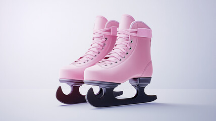 Stylish pink ice skates showcased on a clean surface ready for winter activities