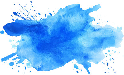 Obraz premium Abstract blue watercolor splash, hand-drawn vector illustration on a white background