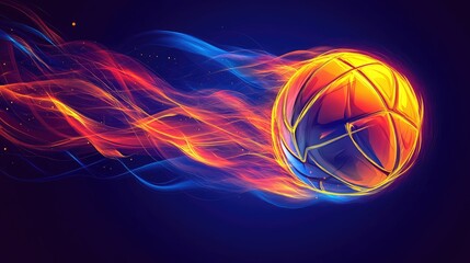 A volleyball symbol in motion, with a dynamic, energetic design, representing the thrill of the game.