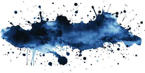 Obraz premium Abstract blue watercolor splash, hand-drawn vector illustration on a white background
