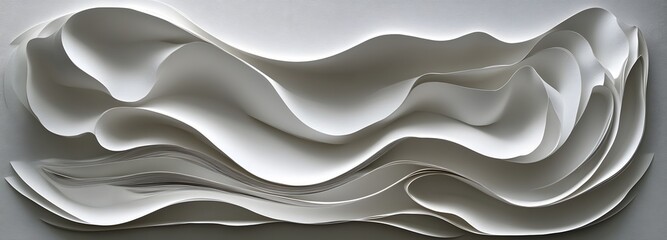 Fototapeta premium 4. Fluid, undulating forms of paper cuts layered to create a sense of movement and depth