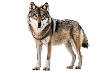 Fierce red wolf isolated on transparent background for wildlife illustrations, nature-themed designs, and animal graphics featuring majestic canine predators in high-quality PNG format