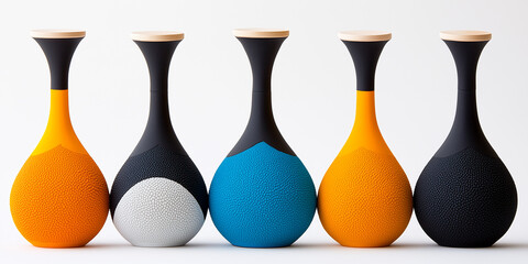Set of Colorful Modern Minimalist Vases