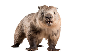 Fototapeta premium High-resolution common wombat isolated on transparent background for wildlife conservation projects, animal illustration designs, and nature-themed digital artworks featuring endangered species