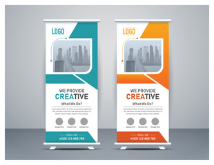 Corporate Roll Up Banner template design. Modern roll up vector layout design. Display.