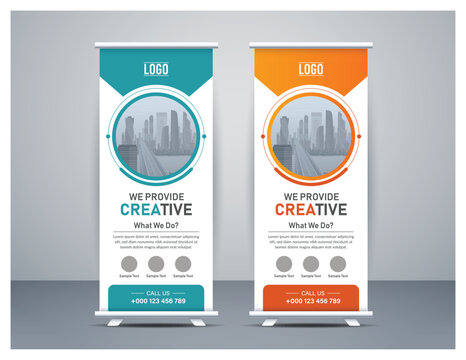 Corporate Roll Up Banner template design. Modern roll up vector layout design. Display.