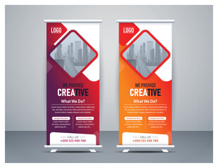 Corporate Roll Up Banner template design. Modern roll up vector layout design. Vector.