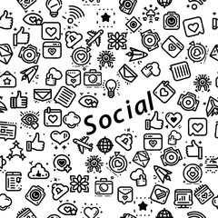 Social media minimalist seamless pattern. Internet messenger background. Vector illustration