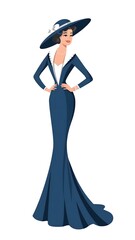 woman in vintage dress and hat