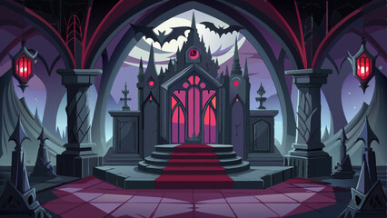 Gothic Vampire's Lair: Dark, Luxurious, and Eerie Illustration of a Vampire's Domain
