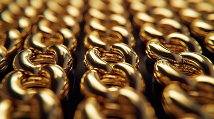 Luxurious Macro Shot of Intricate Gold Chain with Gleaming Polished Surface - Fine Detail Jewelry Photography