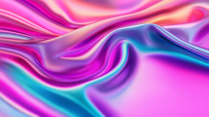 Obraz premium Vibrant Pink and Blue Satin Fabric with Iridescent Waves and Soft Folds