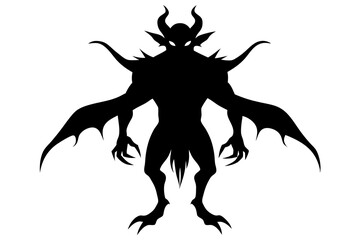 Devil demon religion trident silhouette ancient mythology. Vector illustration.