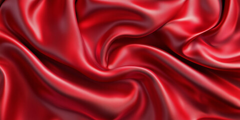 Obraz premium Red shiny silky fabric with flowing waves, perfect for backgrounds, fashion design