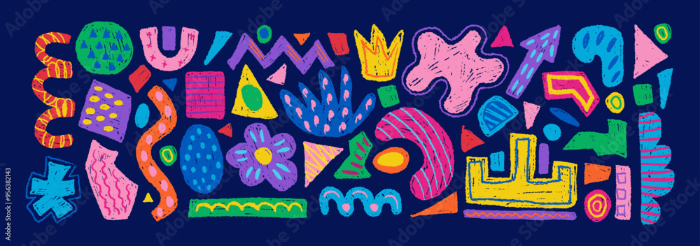 Canvas Prints hand drawn set of colorful abstract geometric shapes, forms. vector collection of contemporary textu
