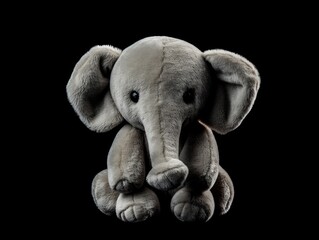 Obraz premium Elephant stuffed animal isolated on white background, flat lay 