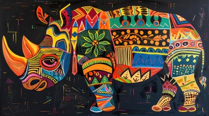 Obraz premium Colorful Rhinoceros Art.