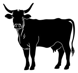 black silhouette of a cow without background