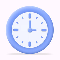 Minimalist blue and white clock icon, perfect for representing time management, punctuality, or scheduling in app designs and digital interfaces