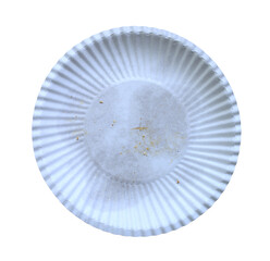 Disposable paper plate for food on a white background.