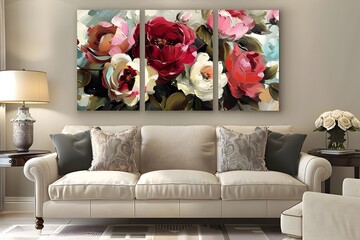 Elegant Floral Relief 3D Flower wall Art with Gold Accents on Marble Background. 3D floral marble...