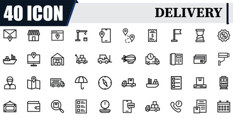 Delivery linear icon set. vector icon collection. delivery, service, box, and shipping icon set