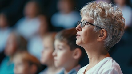 Fototapeta premium Family Members Bonding Over Shared Cultural Music Experience at Lively Event