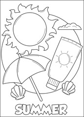 summer season coloring book page