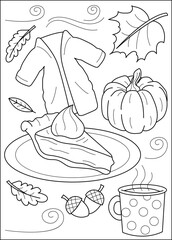 autumn season coloring book page