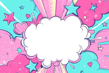 Cartoon comic book-style background with white space in the center bright colors.
