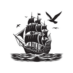 Happy Columbus day vector silhouette