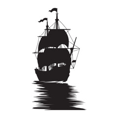 Happy Columbus day vector silhouette
