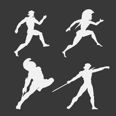 Set of silhouette athletes of the Olympic Games of ancient Greece. Vector