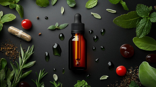 Photoshoot of ambul with leaves and water drops