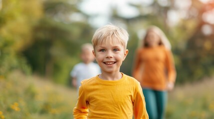 Family Participating in Fun Run or Charity Walk to Stay Active Promote Healthy Lifestyles and Foster a Sense of Community Togetherness and Belonging