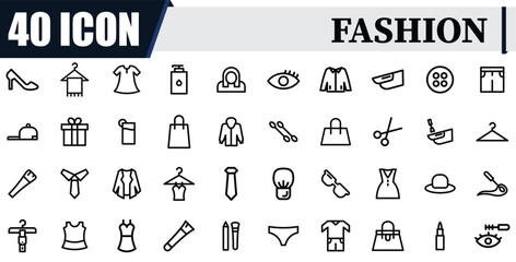 Fashion line icon set. vector linear icon set. clothes, clothing, and fashion line icon set.