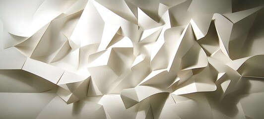 Obraz premium 15. Angular, layered paper cuts forming a fragmented yet cohesive abstract structure with dynamic shadows