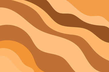 Abstract wavy pattern, brown shades sandy background. Aesthetic groovy caramel color wallpaper with geometric curvy lines texture. Perfect for elegant presentation, web banner, poster