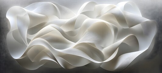 Obraz premium 16. Interlocking translucent paper elements creating a flowing, layered composition with varying depths