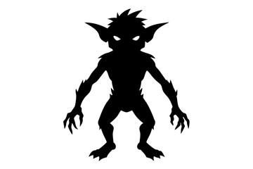 Black silhouettes of goblins in different running and jumping poses from different angles, and in different armor and clothing.