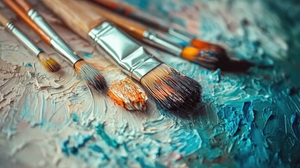 Obraz premium Photograph of an artist preparing brushes in an art studio.