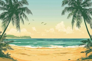 Palm Trees Framing a Tropical Beach Scene