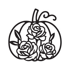 Decorative pumpkin with flowers, floral pumpkin silhouette 