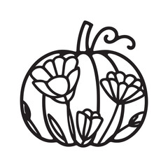 Decorative pumpkin with flowers, floral pumpkin silhouette 