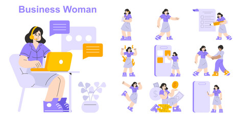 Businesswoman. Flat Vector Illustration